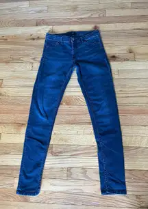 H&M Super Skinny Indigo Darkwash Rockstar Moto Biker faded slim leggings Vintage Y2k Riding Skater Raw Ripped Acid Bleach Faded Stone