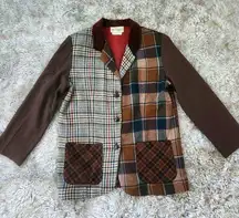 Très Paquette Byer California Vintage Patchwork Plaid Blazer Jacket Size Medium