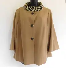 CHICO'S FAUX FUR CHEETAH PRINT COLLAR JACKET