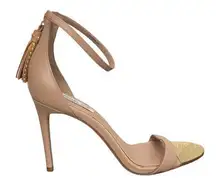 Rachel Zoe Emaly Tassel Leather Heeled Sandals in Nude Size 8