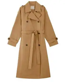 NWT Everlane The Cotton Long Trench Coat in Toasted Coconut Brown Belted XS