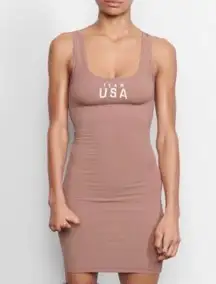 SKIMS  Size Large Team USA Sienna Tan and White Olympic Tank Mini Dress NWT