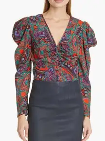 NWT Veronica Beard Simmons Paisley Floral Silk Blend Top - Size 6