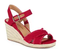 Lucky Brand Red Wedge Sandals Size 6.5