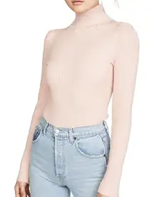 NWT 525 America Metallic‎ Rib Puff Sleeve Sweater in Chalky Pink Size Large