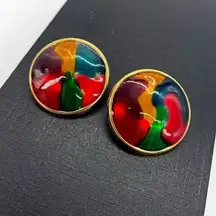 Vintage 1980’s Enamel Swirl Haute Couture Earrings