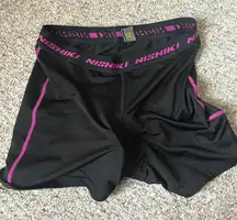 Nishiki Womens Padded Cycling Shorts Large Black Pink Bike 5" Inseam