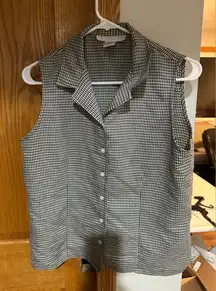 Geoffrey Beene Black and White Checkered Sleeveless Blouse