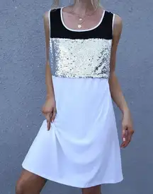 Contrast Sequin Color Block Tank Dress NWOT