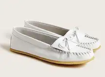 J. Crew Soft unlined leather loafers, size 9,‎ color white, new in box