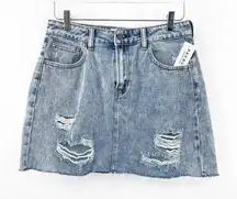 PacSun  Denim Skirt Size 27 Distressed Frayed Frankie Blue Jean 100% Cotton NWT