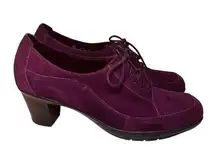 Clarks  Lace Up Heeled Oxford Pumps Burgundy Suede Office Siren Shoes 11W Comfy