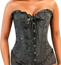 Black corset with lace up front and back. New