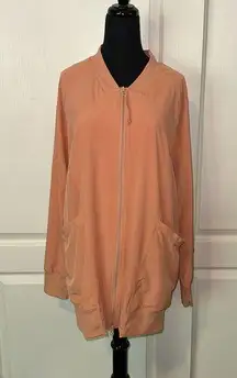 Zella  PEACH ORANGE LONG LINE ZIP UP STRETCH ATHLETIC YOGA JACKET