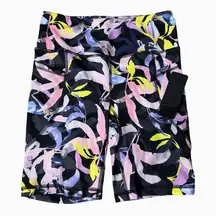 Bebe Shorts Womens Small Black Multi Floral Bike Shorts Gym Training Athleisure