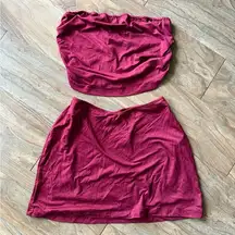 Elegant Burgundy Skirt Set