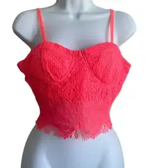 Y2K Women Crop Corset‎ Top L Vibrant Sweetheart Neck Coquette Flirty Retro Girly