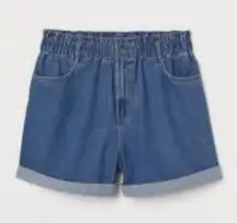 H&M paper bag denim shorts high waist size XS