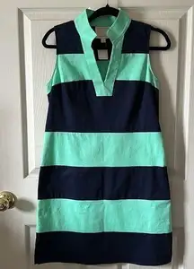 SAIL TO SABLE STS Blue Green Stripe Tunic Shirt Dress Size S Sleeveless Vacation