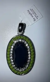 Lia Sophia "Full Speed" SilverTone w/Cut‎ Crystals & Resin Slide