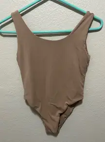 Indigo Luna Bodysuit • Size Medium • Minimalist Slow Fashion Essential Taupe