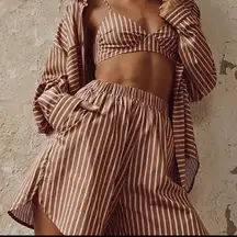 Commense Stripe Three Piece Shorts Set size small