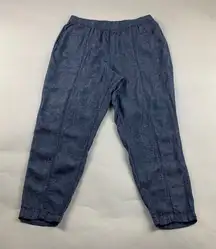 Old Navy Blue Chambray Linen Blend High Rise Slim Leg Ankle Pant L