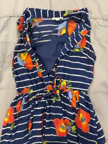 Maison Jules Blue Floral Striped Maxi Dress 