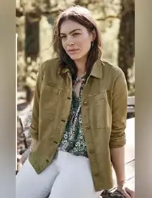 J. Jill S Small Painter Chore Jacket Light Olive Oil Green Essential Fatigue