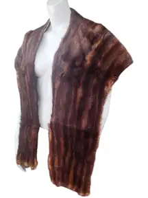 Vintage Elegance In Furs By Eunice Brown Striped Mink Fur Stole