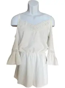 Womens Boutique Cold Shoulder White Romper - Sz S