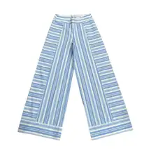 Marie Oliver Carter Pant Blue Stripe Wide Leg Sz 2