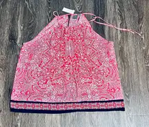 NWT  NY Red White Blue Paisley Halter Blouse Top sz X LARGE