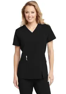 Barco One Wellness Eclipse 4 Pocket V-Neck Scrub Top #BWT012 -Black - Small