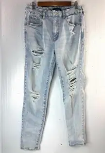 Aeropostale 14 30 Distressed Blue High Rise Curvy Light Wash Denim Jeggings