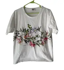 Vintage Habitat Shirt Womens Large‎ Hummingbird Floral Graphic Nature 90s USA