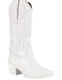 Jeffrey Campbell  DAGGET White Leather Mid-Calf Pointed Toe Boots Size 8.5