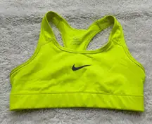 Nike Womens Sports Bra Logo Neon Yellow Sz S Preppy Cheer Sports