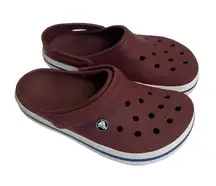 Crocs Crocband Burgundy White and Blue Clog Size Unisex Women 6 Men 4