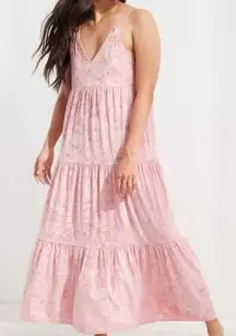 NWOT American Eagle Velvet Tiered Maxi Dress Pink Crushed Velvet Large