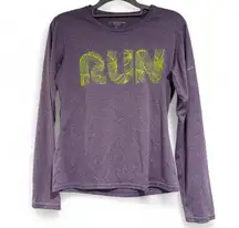 Brooks Women’s Long Sleeve Running Shirt Purple Graphic “RUN” Top Size Small