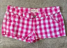 Hollister Pink and White Checkered Mini Shorts Size 0