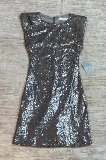 ASTR the Label Women’s Small Silver Sequin Sleeveless Dress Disco Party Cocktail