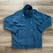 Free People Blue Double-Breasted Jacket Women’s Wool Peacoat XS Oversized