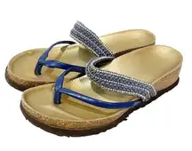 Italian Shoemakers Size 7.5  Sandals Beaded Slip-On Thong Wedge Sandal