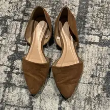 A new day Brown Suede Women's Flats size 10 Pointed Toe Slip On Tan Office Work