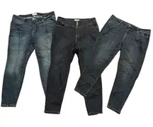 Lane Bryant Jeans Plus 18 2X Dark Wash Skinny Stretch Denim Bundle Lot 3 Pairs