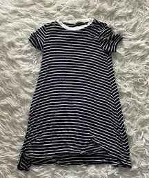 navy blue and white striped t shirt dress