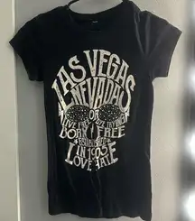 Black tshirt Las Vegas with rhinestones