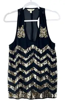 Charming Charlie Womens Tops Size S‎ Chevron Sequins Chiffon Tank